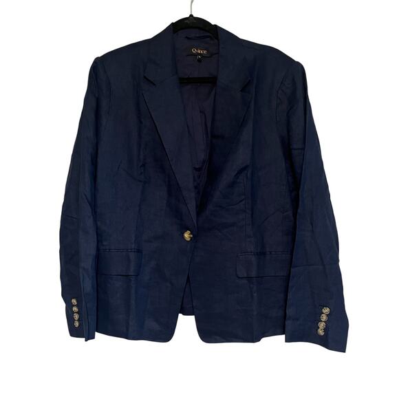 Quince 100% European Linen Structured Blazer Deep Navy Size XL - Picture 2 of 8